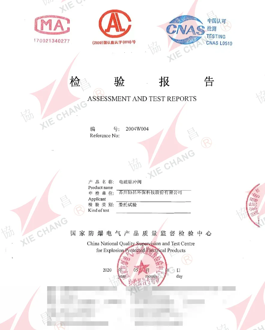 گزارش آزمون درجه حفاظت IP65 — شیر پالسی سولنوئیدی DCF-00 (CQST، 2020)