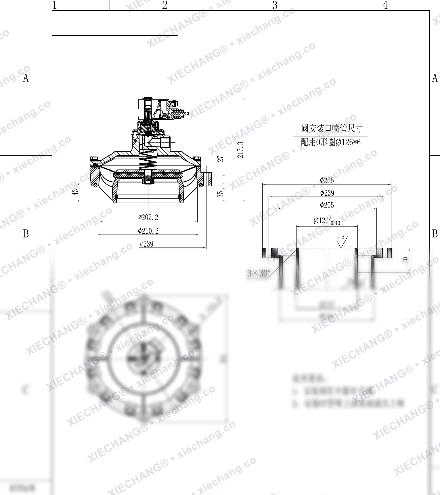 DCF-F-Y-115S · 4.5" · شیر پالسی غوطهور/مغروق ضدانفجار — نقشه نصب
