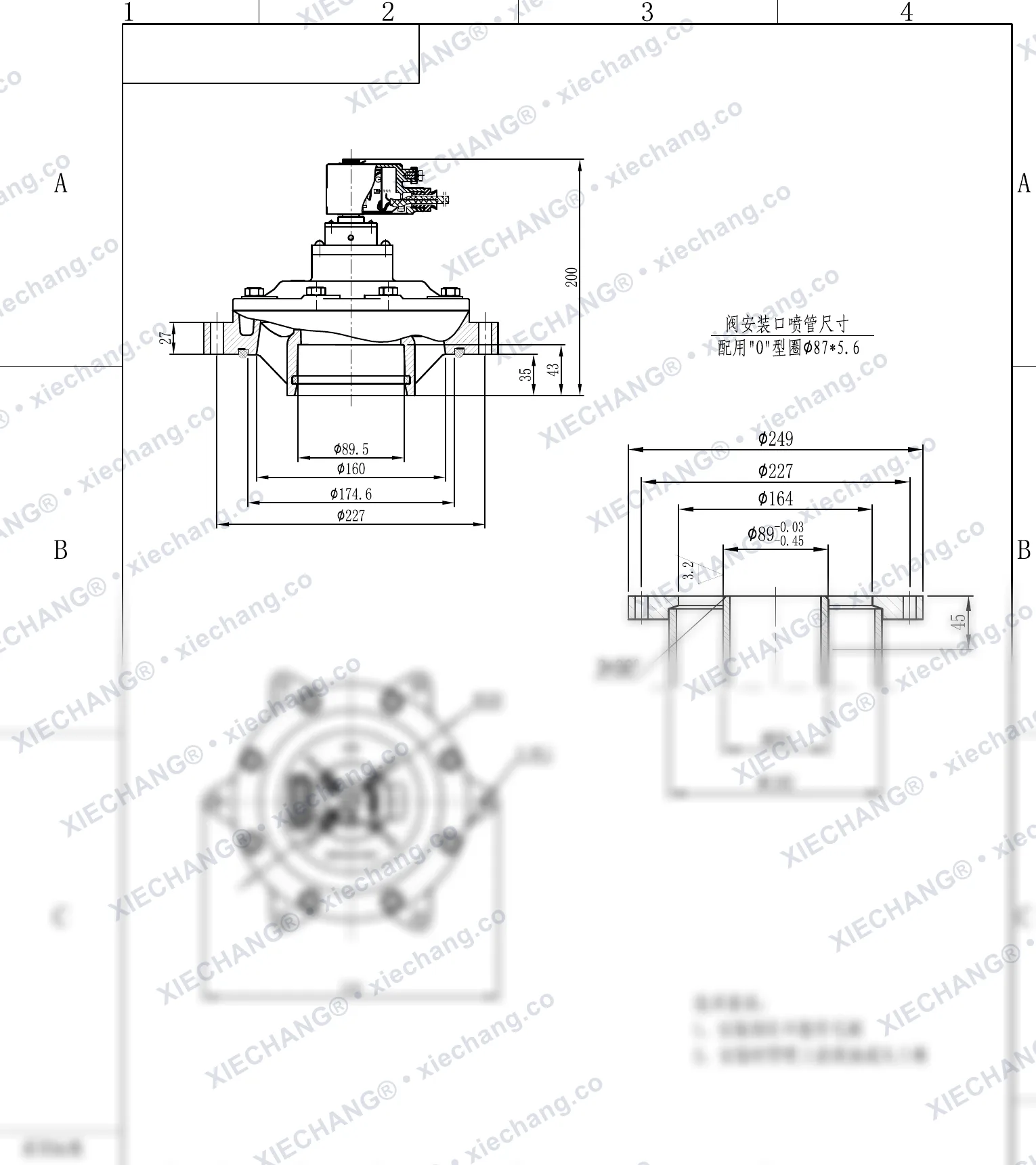 DCF-F-Y-76S(اورینگ استاندارد) · 3" · شیر پالسی غوطهور/مغروق ضدانفجار — نقشه نصب
