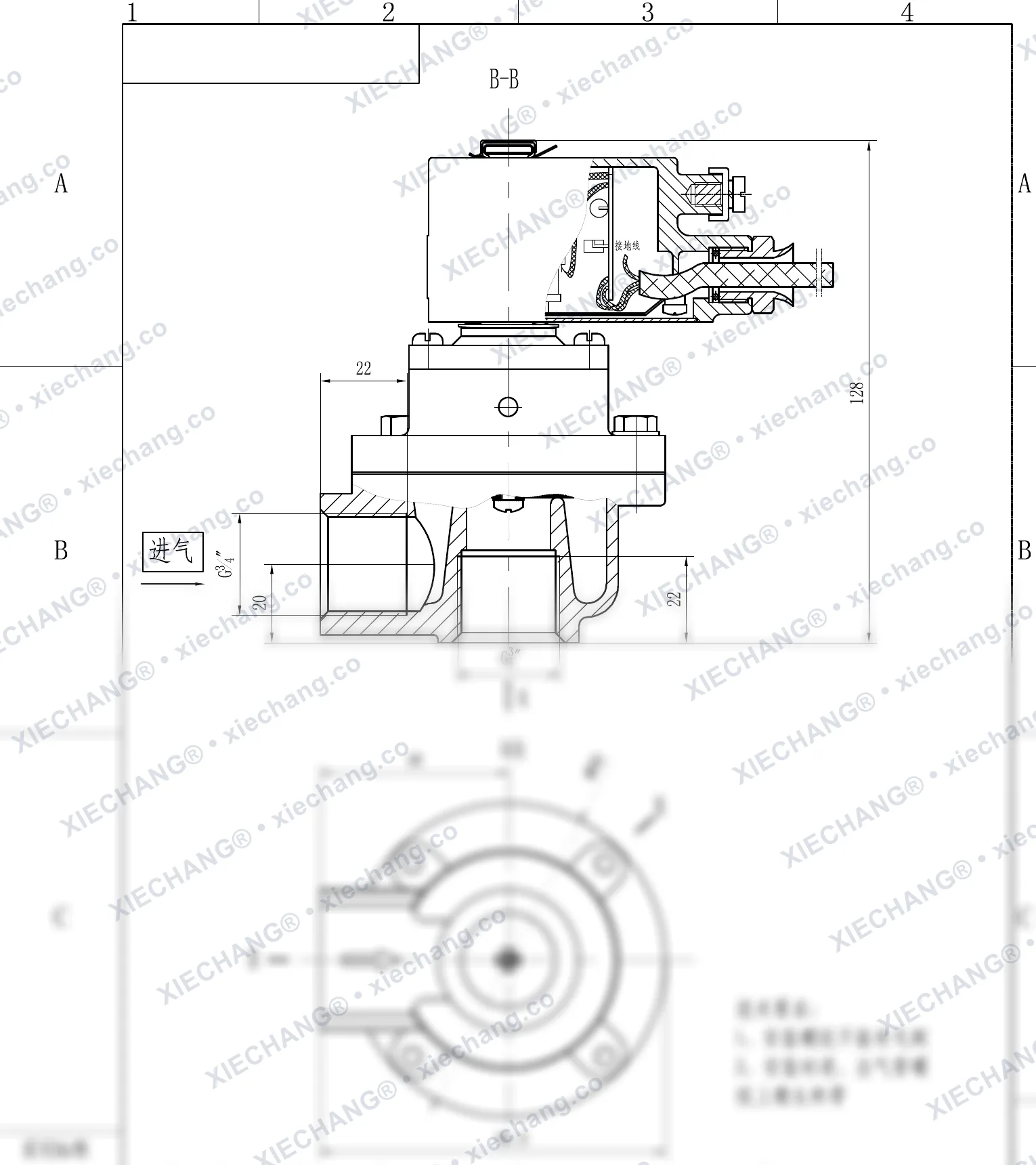 DCF-F-Z-20 · 3/4" · شیر پالسی زاویهدار ضدانفجار — نقشه نصب