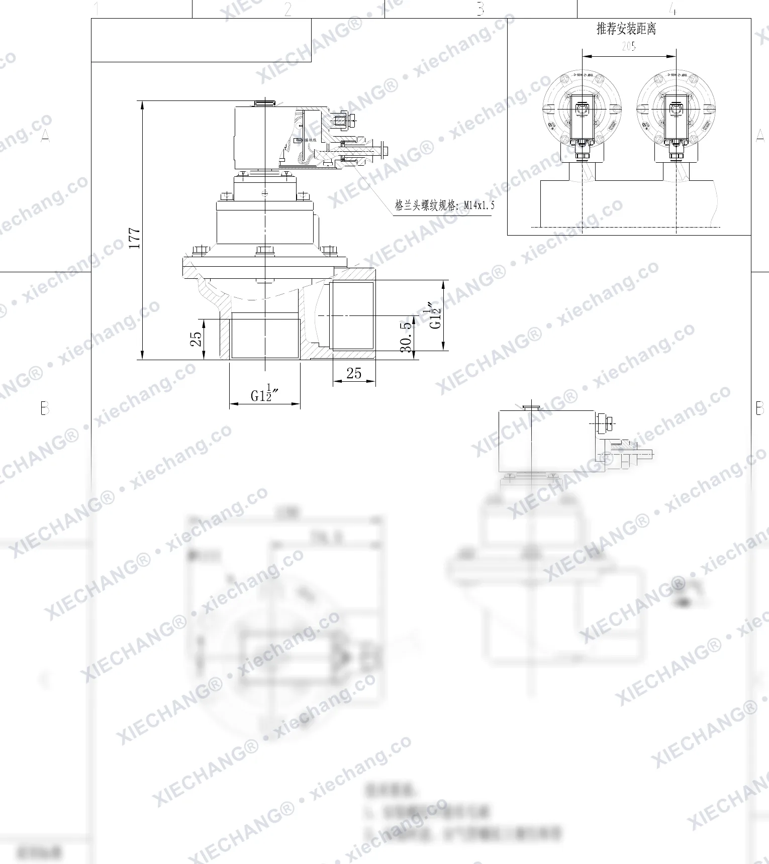 DCF-F-Z-40S-C · 1½" · شیر پالسی زاویهدار ضدانفجار (right-angle) — نقشه نصب