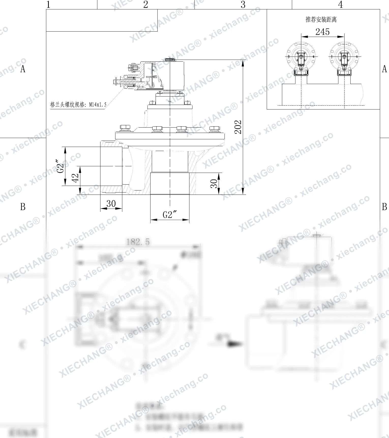 DCF-F-Z-50S-C · 2" · شیر پالسی زاویهدار ضدانفجار (right-angle) — نقشه نصب