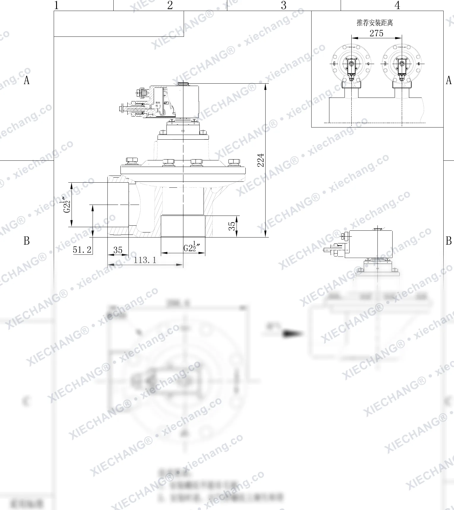 DCF-F-Z-62S-C · 2½" · شیر پالسی زاویهدار ضدانفجار (right-angle) — نقشه نصب