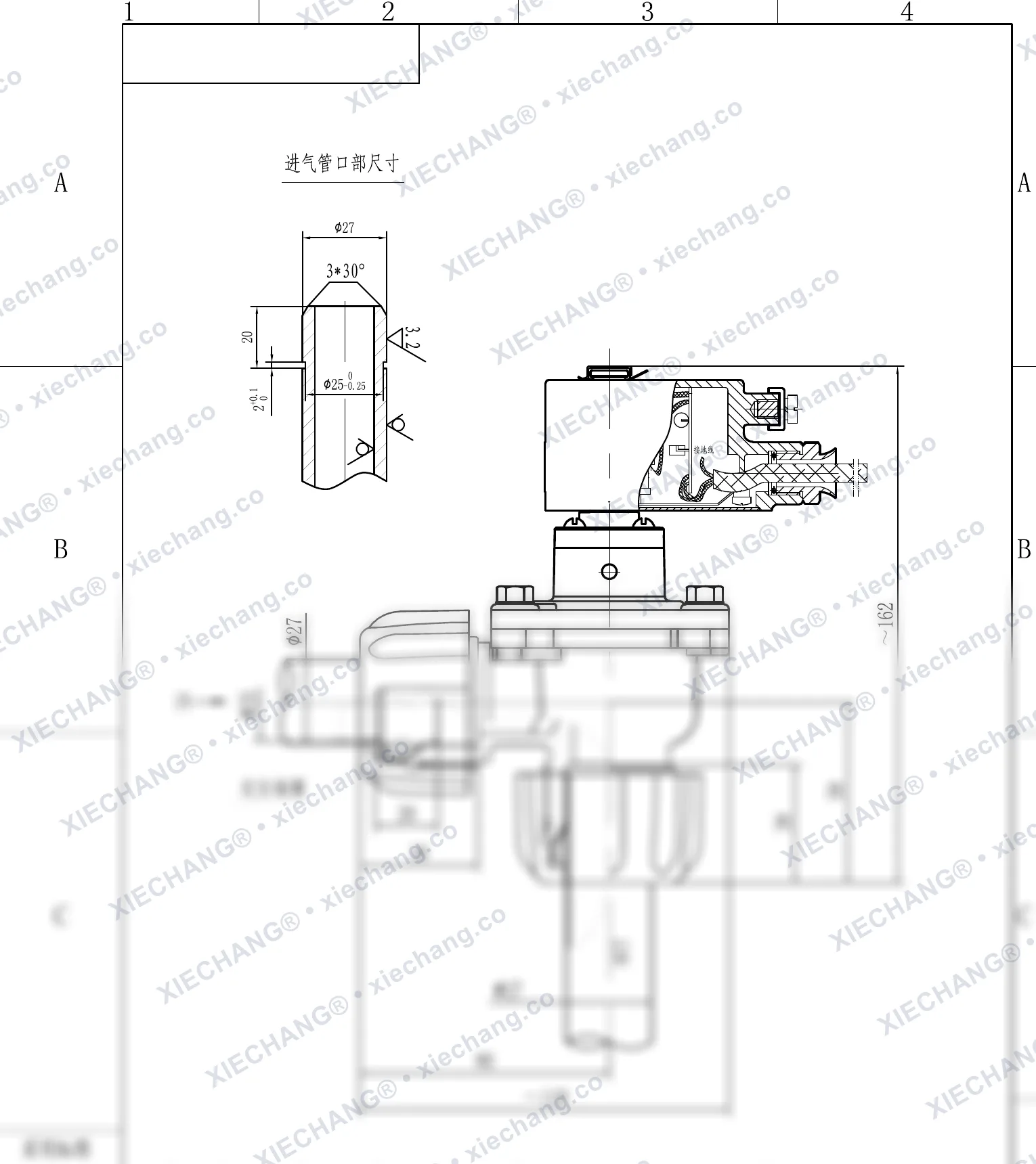 DCF-F-ZM-20 · 3/4" · شیر پالسی زاویهدار رزوه نر ضدانفجار (male-thread) — نقشه نصب