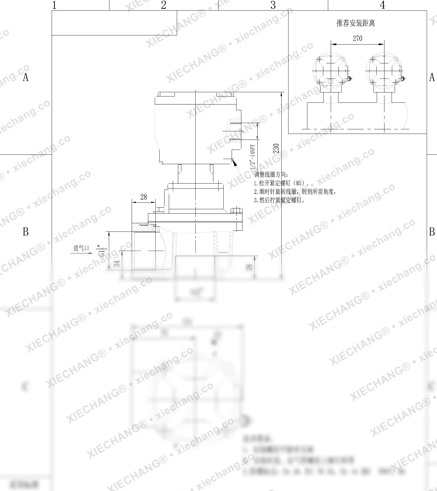 DCF-F2-Z-40S · 1½" · شیر پالسی زاویهدار ضدانفجار — نقشه نصب