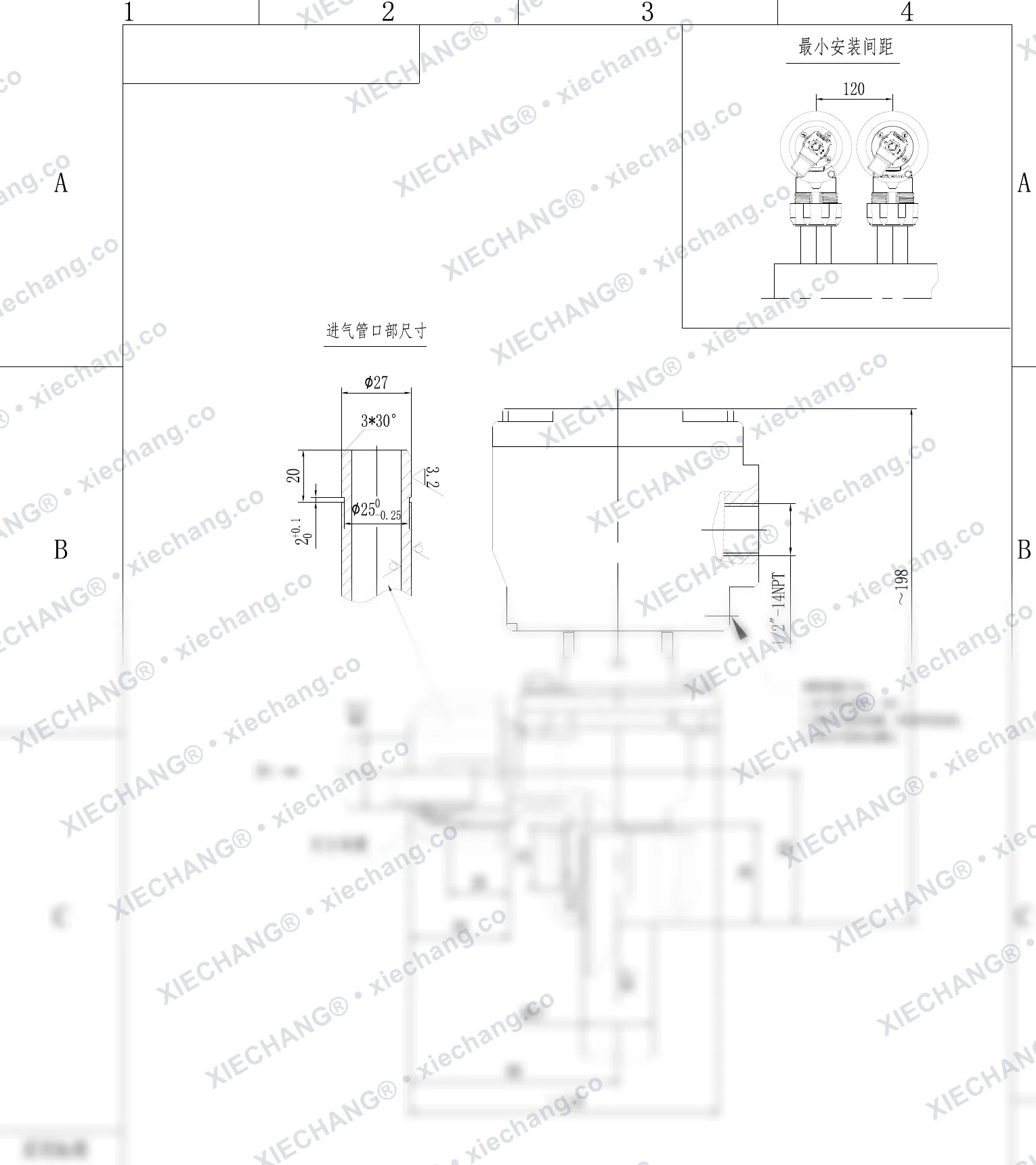 DCF-F2-ZM-20 · ¾" · شیر پالسی زاویهدار رزوه نر/کوپلینگ ضدانفجار — نقشه نصب
