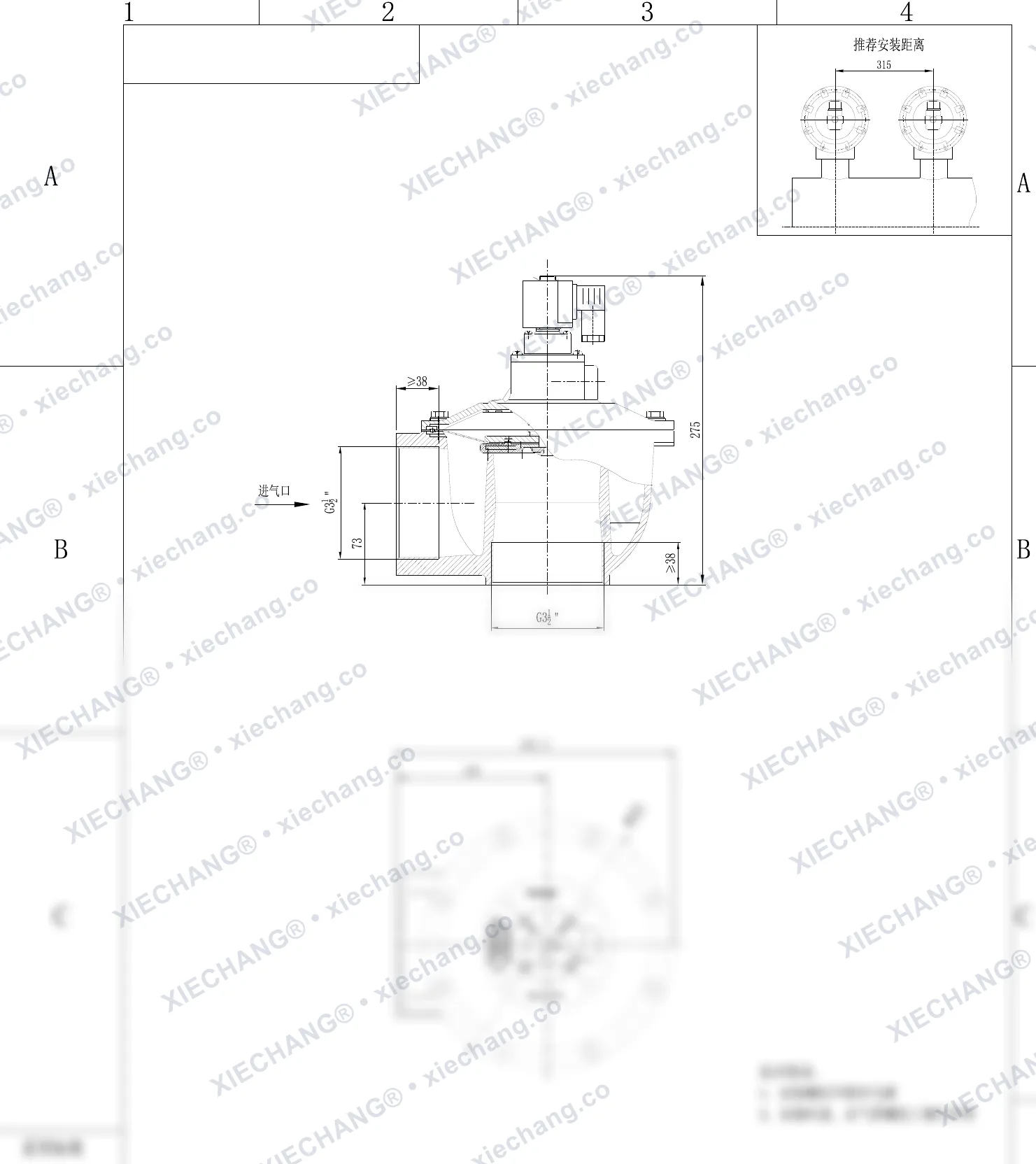 DCF-Z-102S.B · 3.5" · شیر پالسی زاویهدار — نقشه نصب