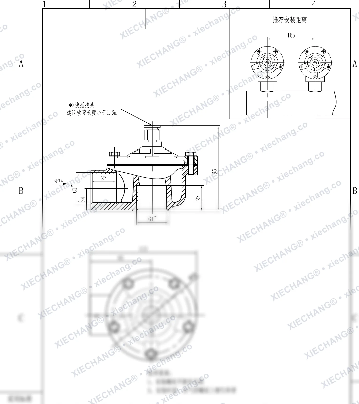DCF-Z-25-DXK · 1" · شیر پالسی زاویهدار — نقشه نصب