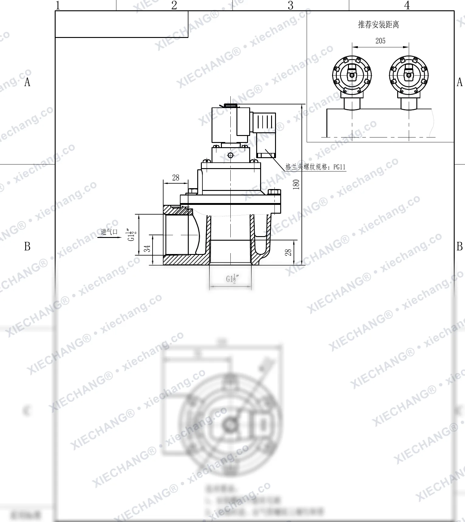 DCF-Z-40S · 1.5" · شیر پالسی زاویهدار — نقشه نصب