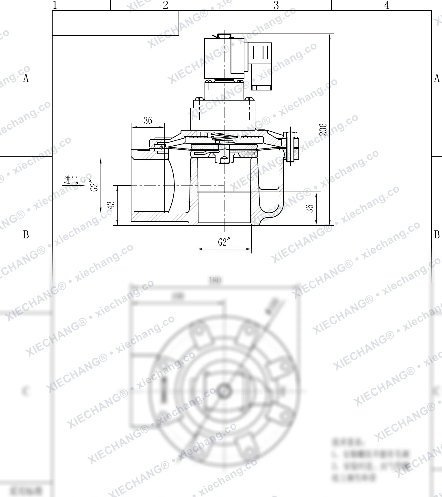 DCF-Z-50S · 2" (DN50) · شیر پالسی زاویهدار — نقشه نصب