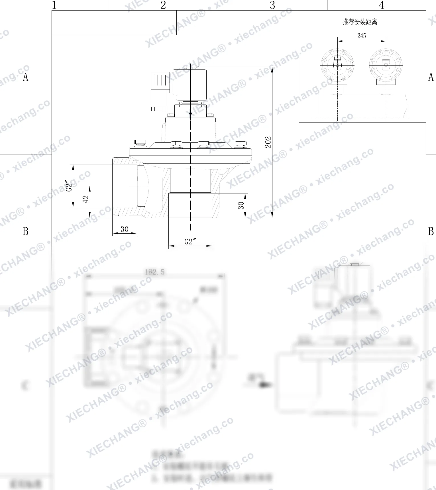 DCF-Z-50S-C · 2" · شیر پالسی زاویهدار (right-angle) — نقشه نصب