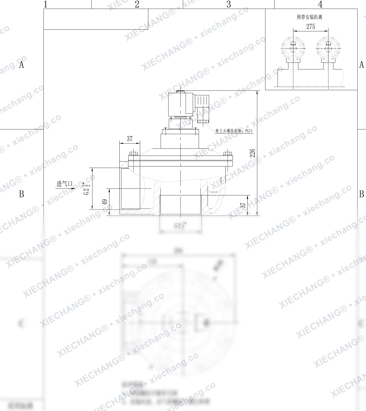 DCF-Z-62S · 2.5" · شیر پالسی زاویهدار — نقشه نصب