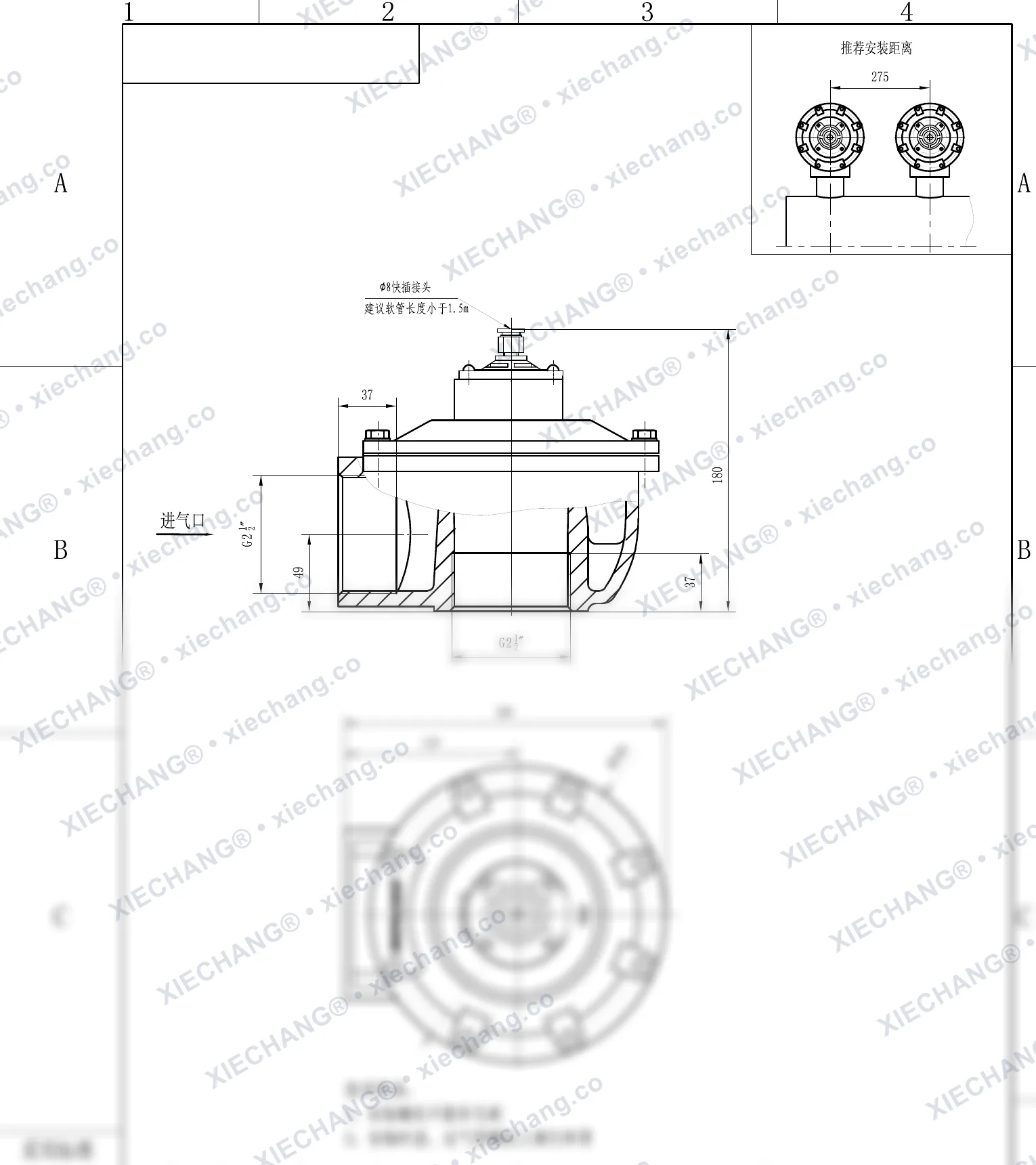 DCF-Z-62S-DXK · 2½" · شیر پالسی زاویهدار (پایلوتدار DXK) — نقشه نصب