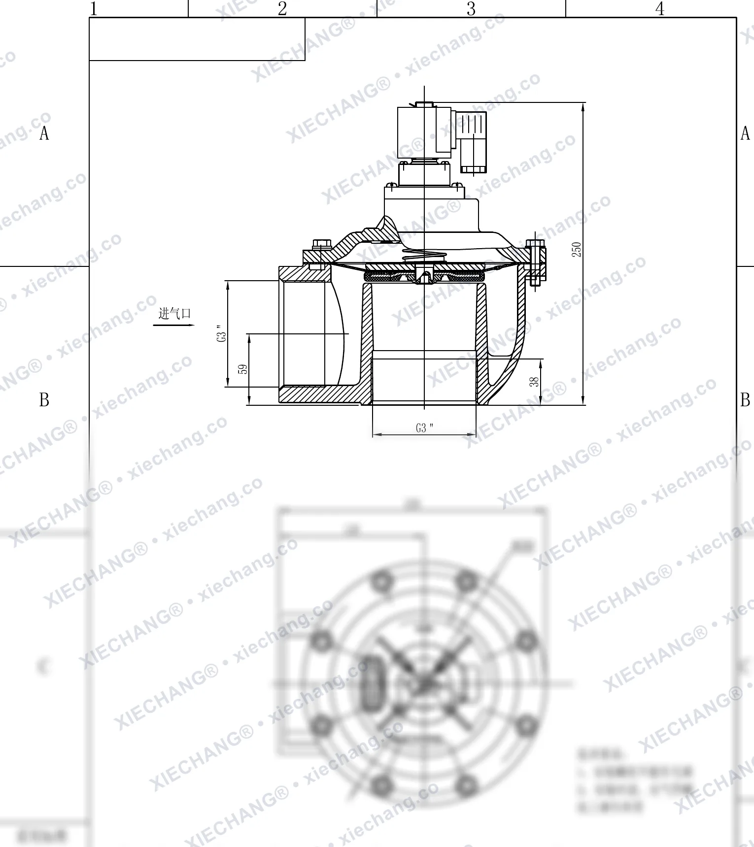 DCF-Z-76S · 3" (DN76) · شیر پالسی زاویهدار — نقشه نصب