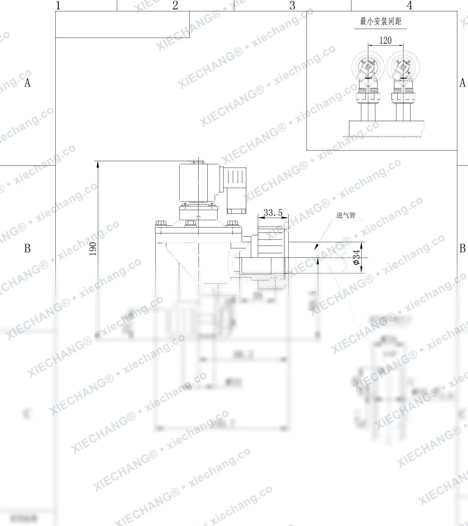 DCF-ZM-25-C · 1" · شیر پالسی رزوه نر (male-thread) — نقشه نصب