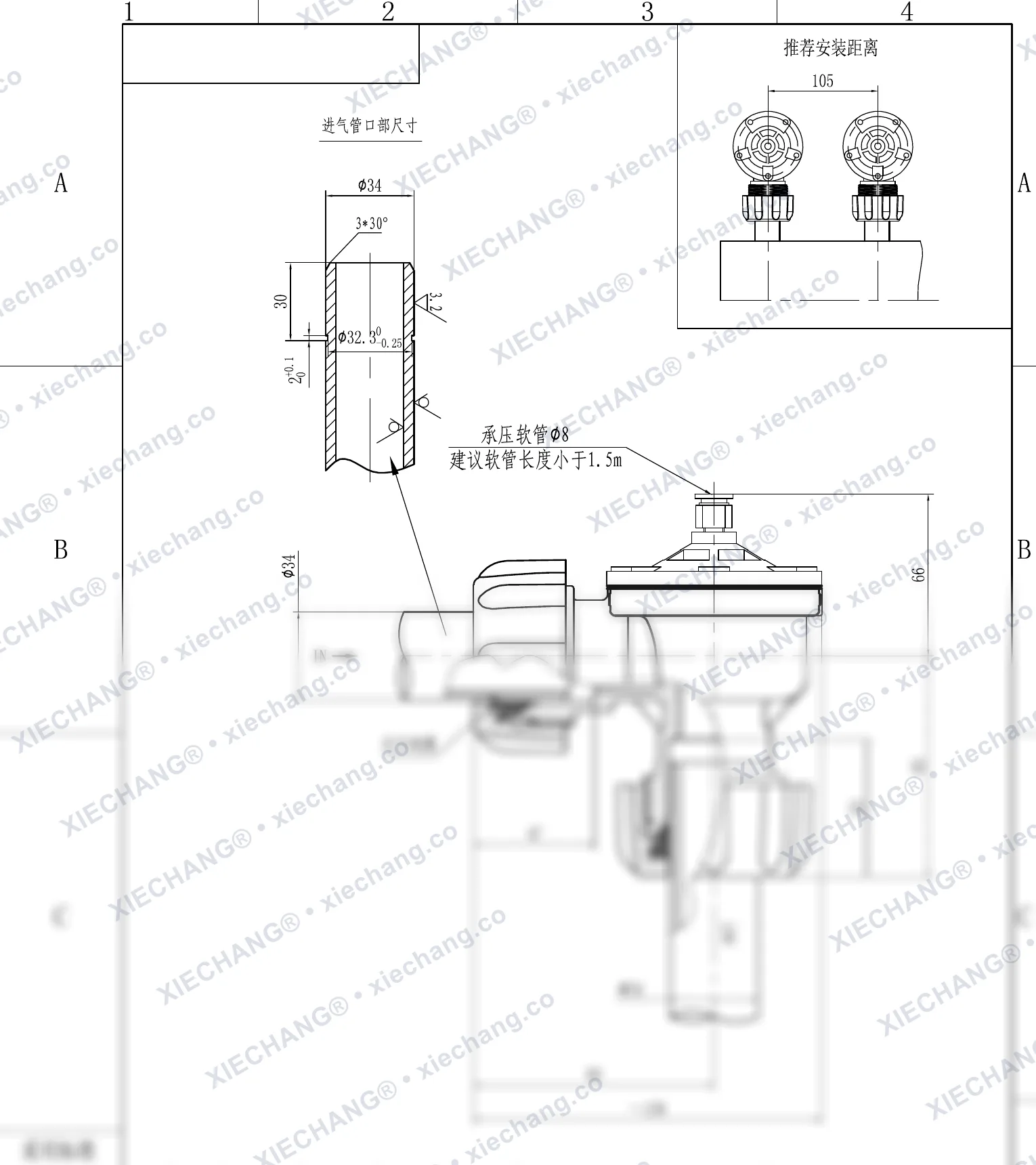 DCF-ZM-25-DXK · 1" · شیر رزوه نر (شیر پالسی زاویهدار رزوه نر) — نقشه نصب