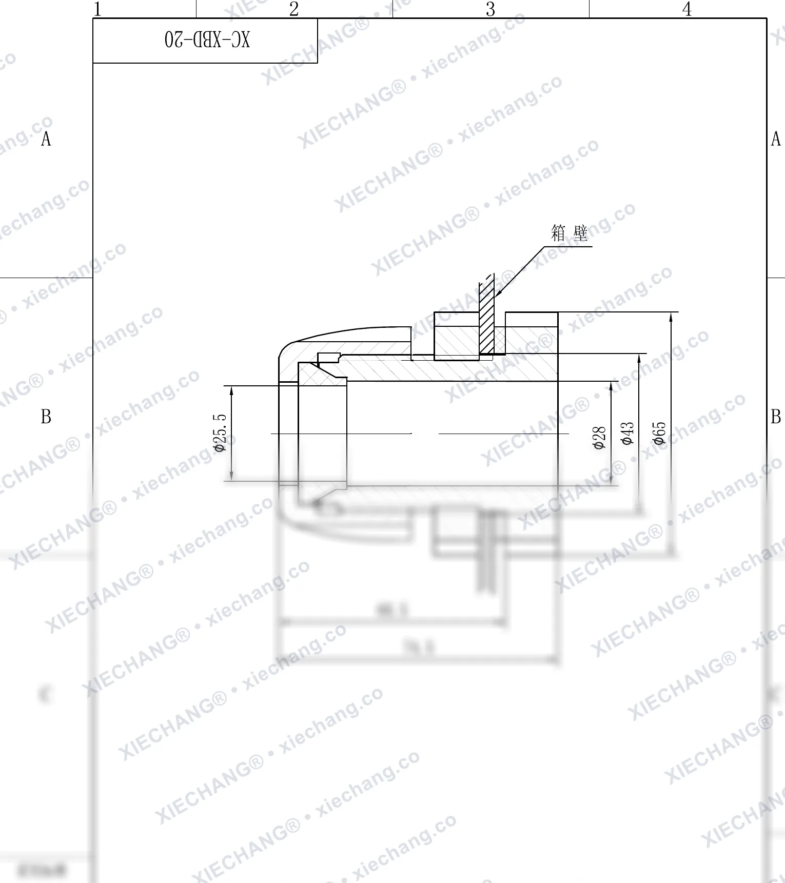 XC-XBD-20 · DN20 · اتصال دیوارهای تکسر رزوهدار (single-thread) — نقشه نصب
