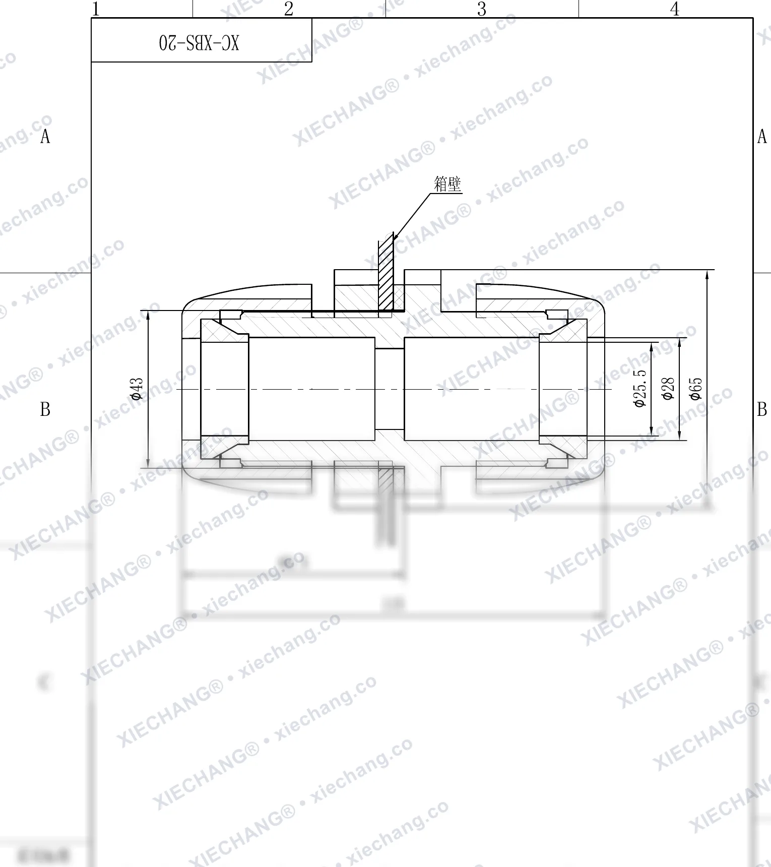 XC-XBS-20 · DN20 · اتصال دیوارهای دوسر رزوهدار (double-thread) — نقشه نصب
